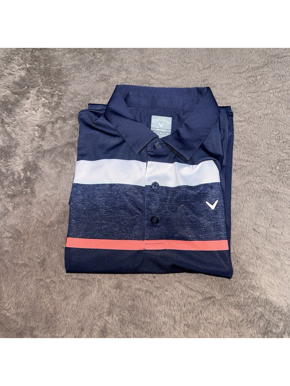 Callaway Golf Polo Shirt Mens Large Navy Stripe EUC